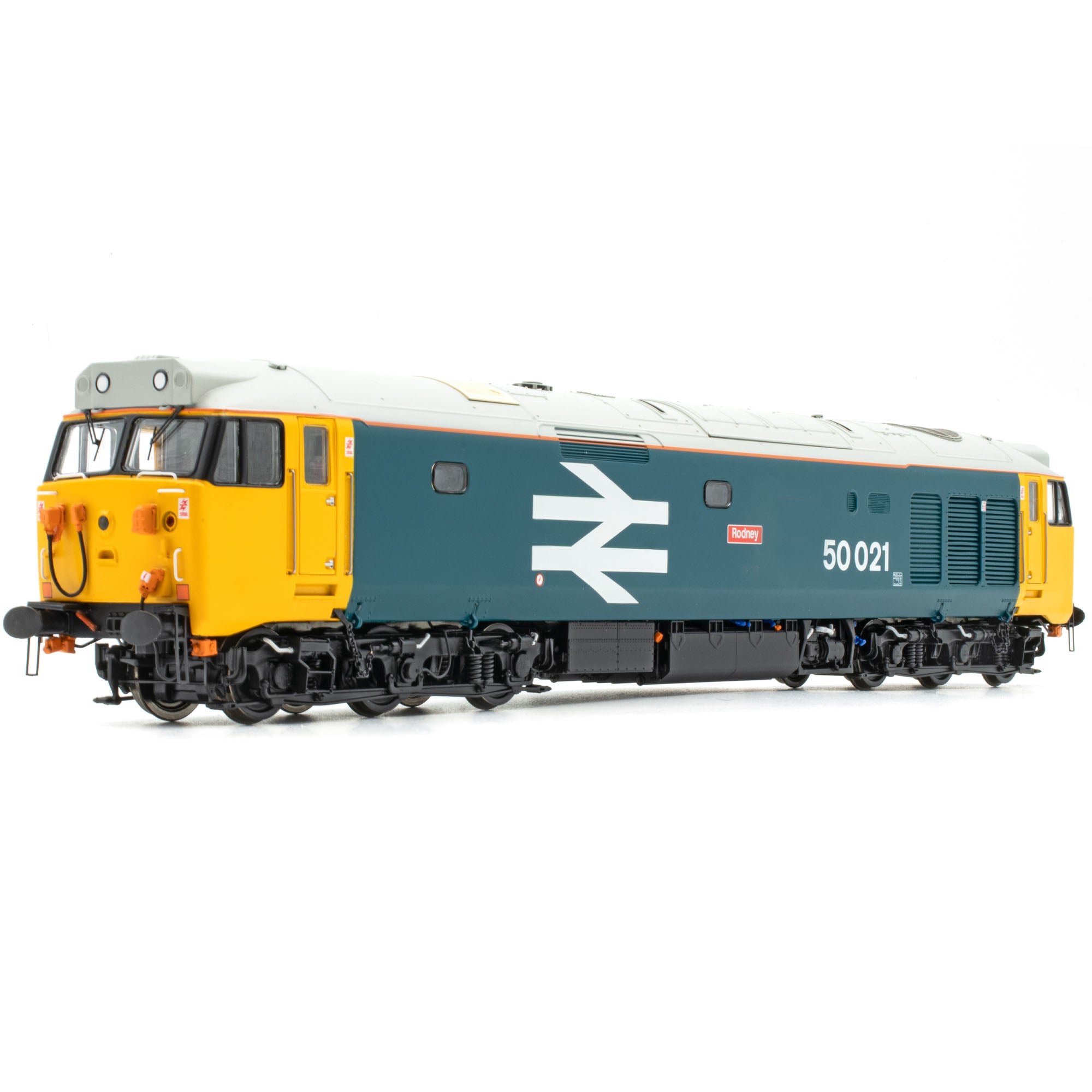 BR Class 50 - Large Logo w/grey roof & orange cantrail stripe - 50021 'Rodney' - DCC Sound Fitted