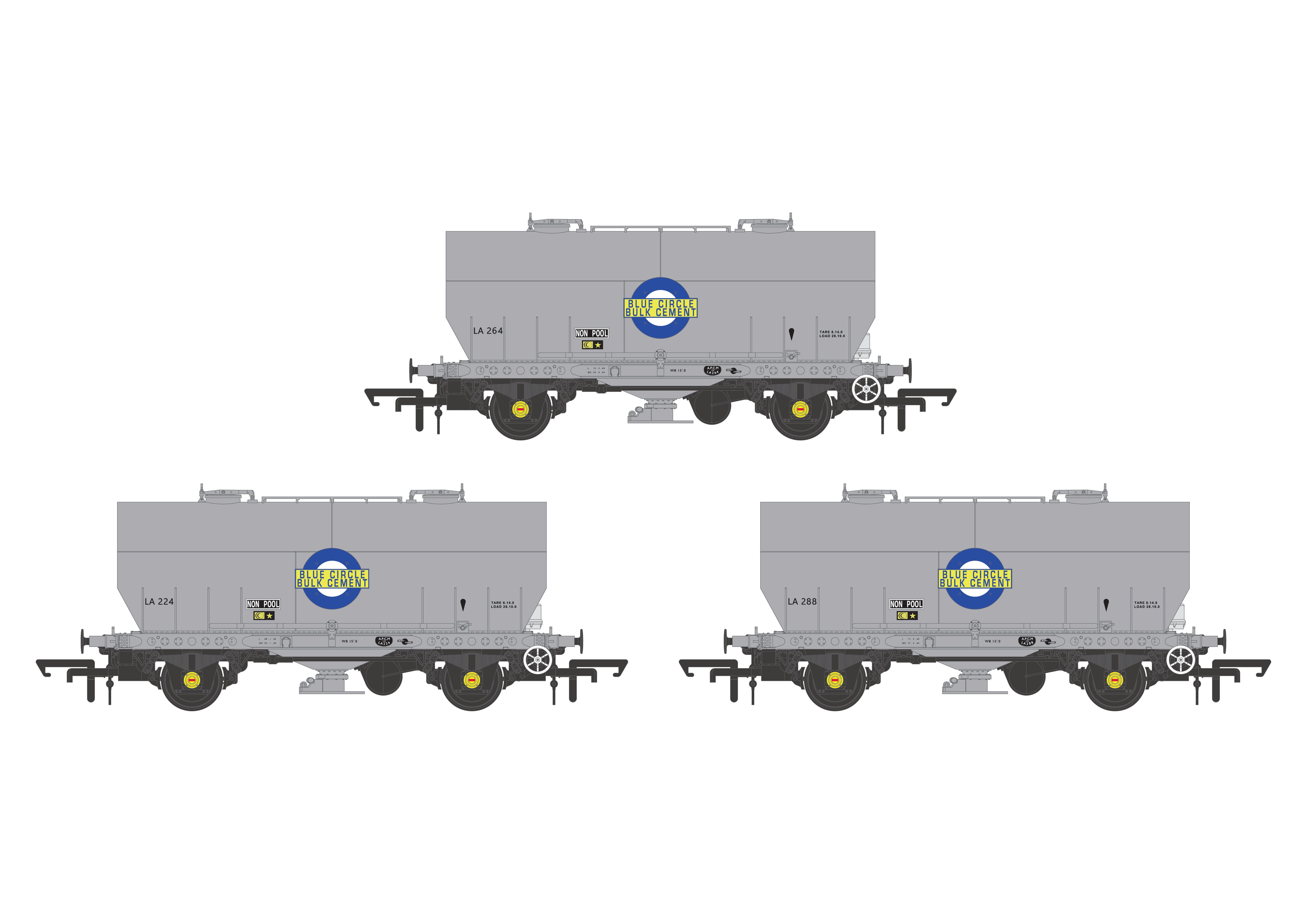 APCM Cemflo/PCV Powder Cement Wagon - Blue Circle Cement - Pack 4