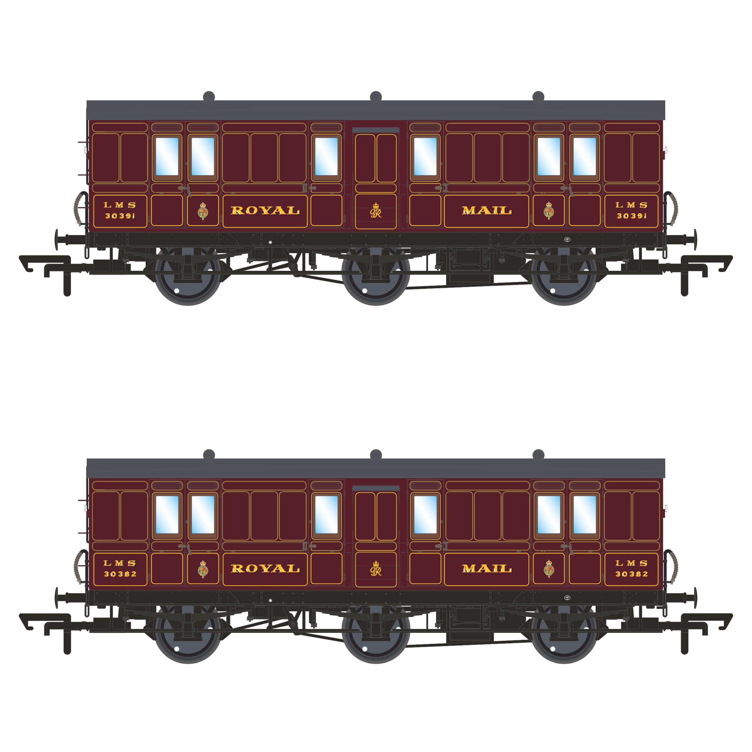 Genesis 6w - LMS Lined Crimson Lake/Royal Mail - Twin Pack G